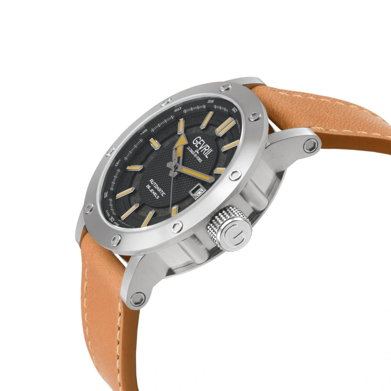 Gevril,Flatiron 42mm,42mm,Stainless Steel,Black,Automatic,Day,Sapphire,43700