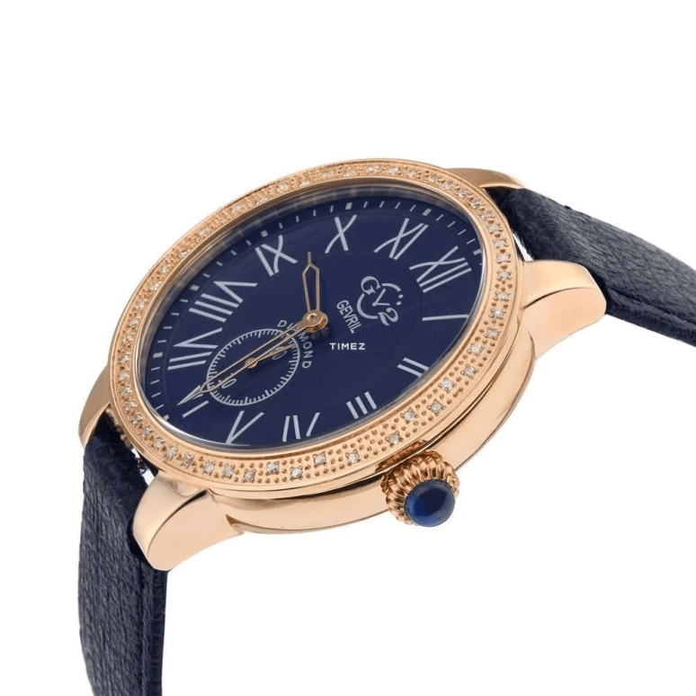 Gevril,Astor 40mm,40mm,Rose Gold,Blue,Quartz,Sapphire,Crystal Glass,Round,9109,9109-V1