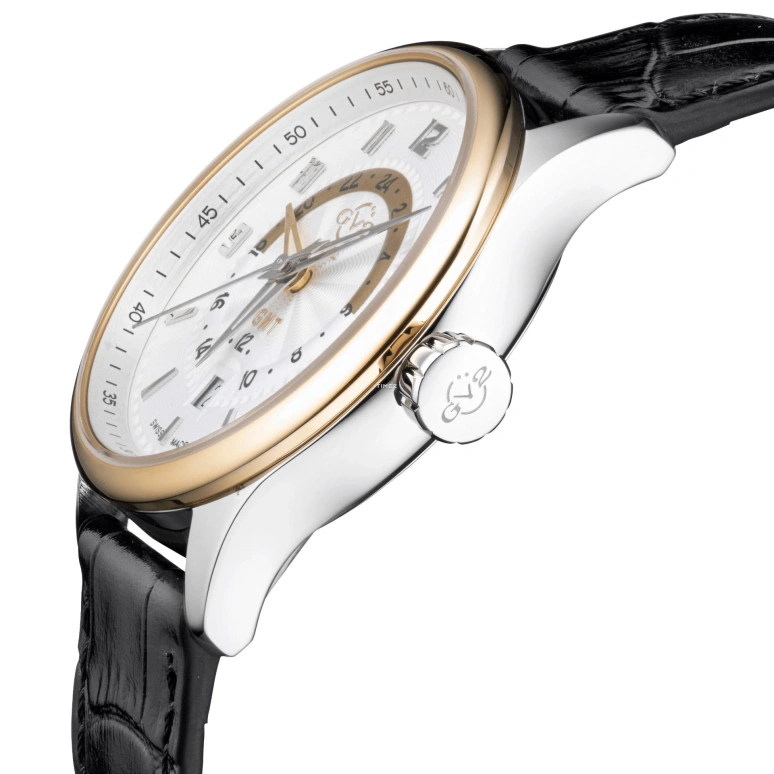 Gevril,Giromondo 42mm,42mm,Stainless Steel,White,Quartz,Day,Dule Time,42307