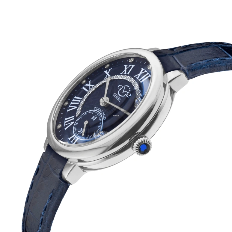 Gevril,Rome 36mm,36mm,Stainless Steel,Blue,Quartz,Sapphire,Round,12205