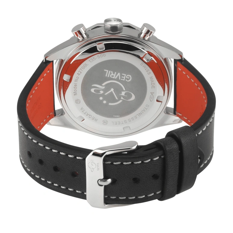 Gevril,Regatta 42mm,42mm,Stainless Steel,Black,Quartz,Day,Tide,42700