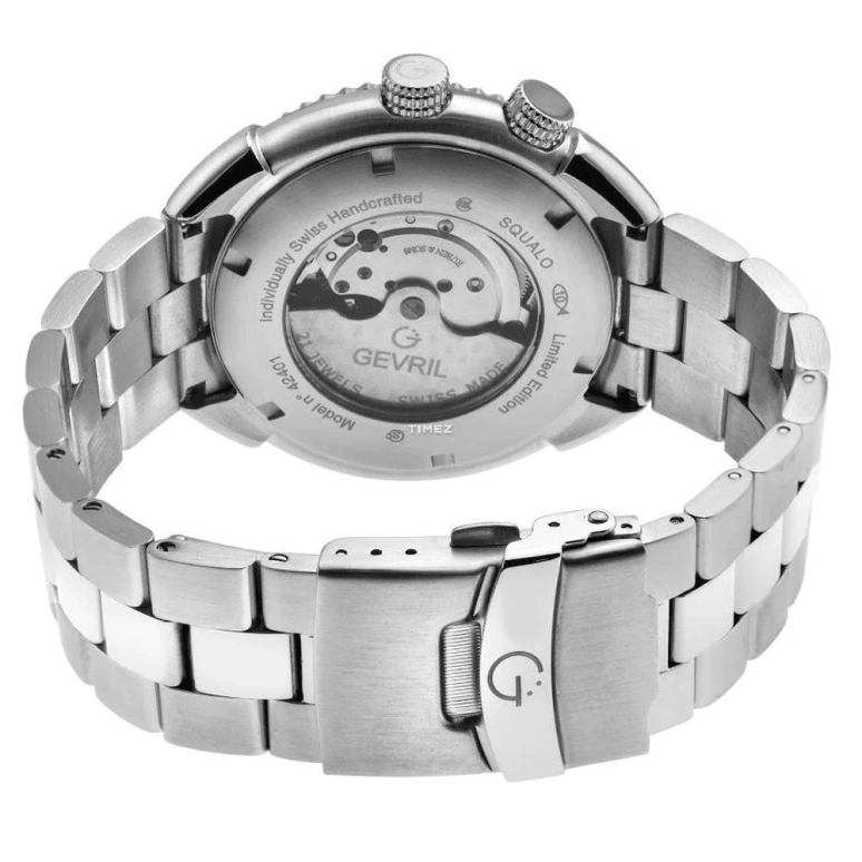 Gevril,Squalo 46mm,46mm,Stainless Steel,Blue,Automatic,Day,Sapphire,42401