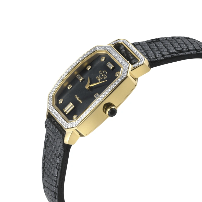 Gevril,Pavia 25mm,25mm,Stainless Steel,Black,Quartz,Sapphire,Crystal Glass,Octagon,13401