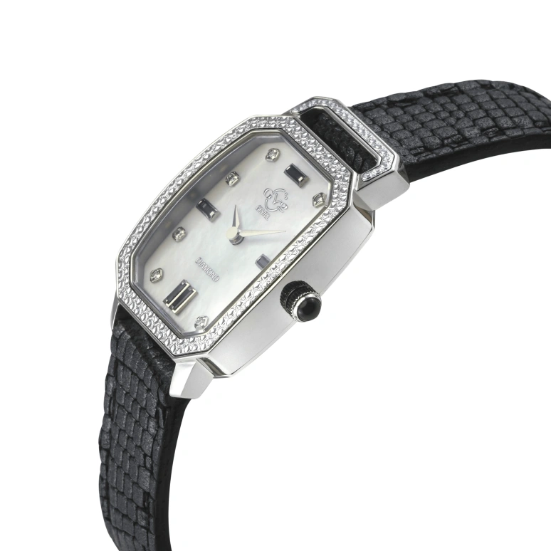 Gevril,Pavia 25mm,25mm,Stainless Steel,Silver White,White,Quartz,Sapphire,Crystal Glass,Octagon,13400