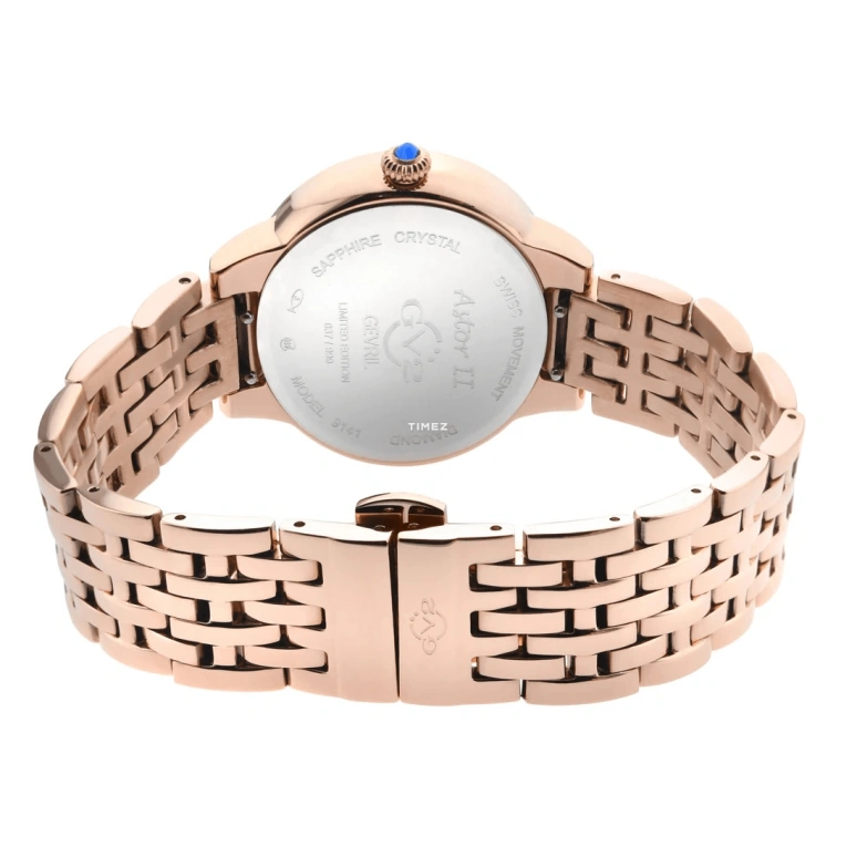 Gevril,Astor 38mm,38mm,Stainless Steel,White,Quartz,Round,Rose Gold,9141