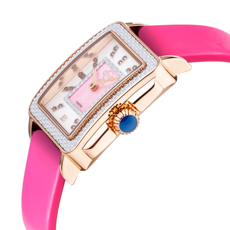 Gevril,Padova 28.50mm,28.50mm,Stainless Steel,Dual,Silver White,Pink,Quartz,Sapphire,Rectangular,12336,12336-8