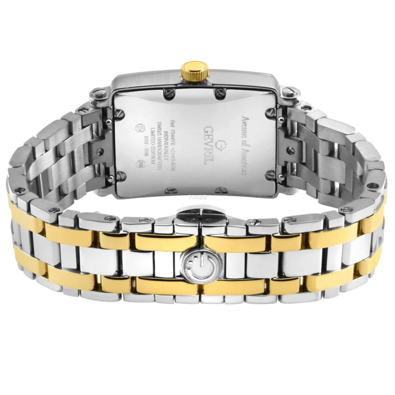 Gevril,Avenue of Americas 33x25mm,33x25mm,Stainless Steel,Pink,Quartz,Day,Sapphire,Crystal Glass,7544YLB