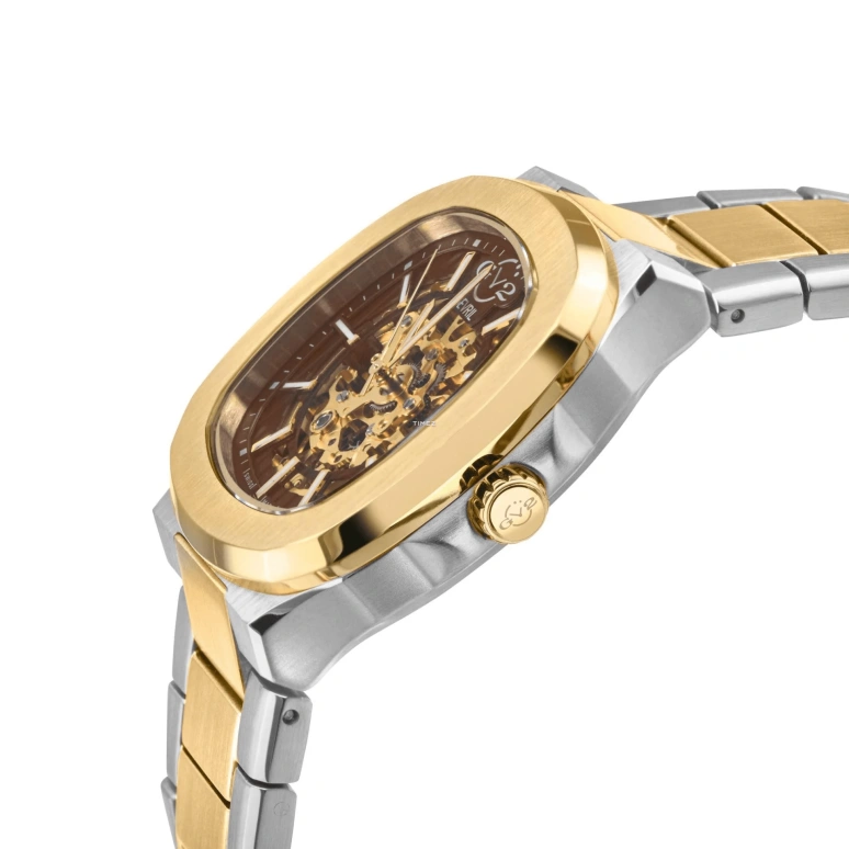 Gevril,Potente 40mm,40mm,Stainless Steel,Brown,Automatic,Sapphire,Cushion,18120B