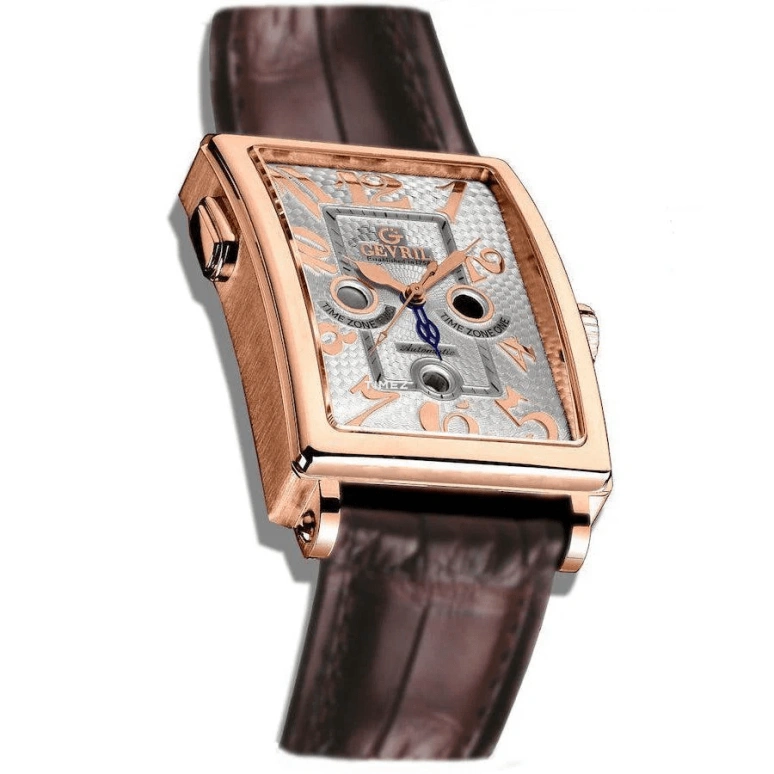 Gevril,Avenue of Americas 44mm,44mm,Rose Gold,White,Automatic,Day,Dule Time,Day / Night Indication,5150R