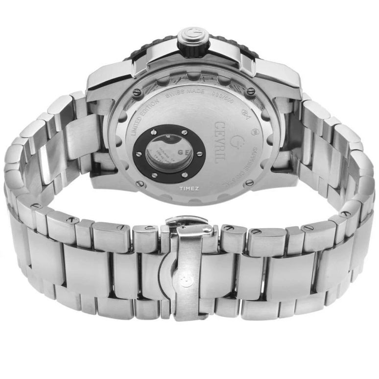 Gevril,Seacloud 45mm,45mm,Stainless Steel,Black,Automatic,Day,Sapphire,Crystal Glass,3124B