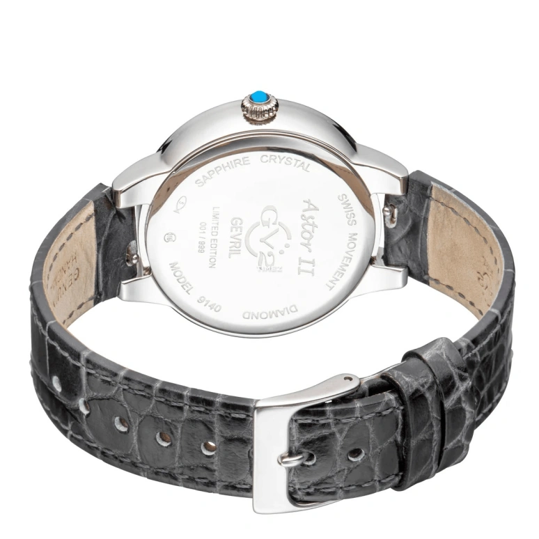 Gevril,Astor 38mm,38mm,Stainless Steel,Black,Quartz,Sapphire,Crystal Glass,Round,9143,9143-L7