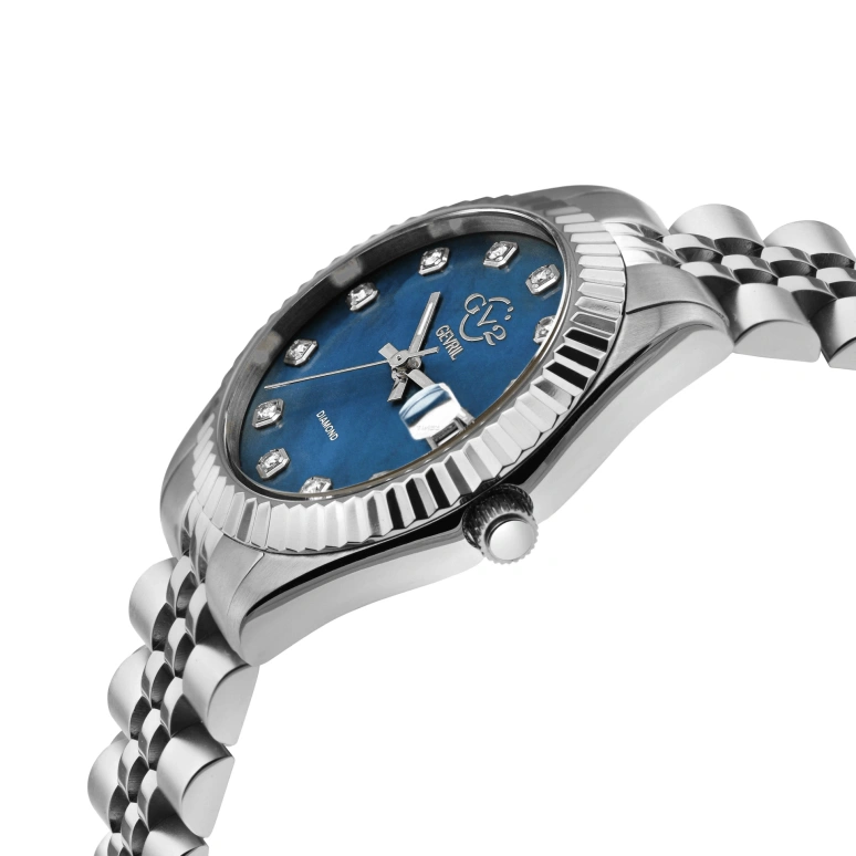 Gevril,Naples 34mm,34mm,Stainless Steel,Blue,Quartz,Day,Sapphire,12409