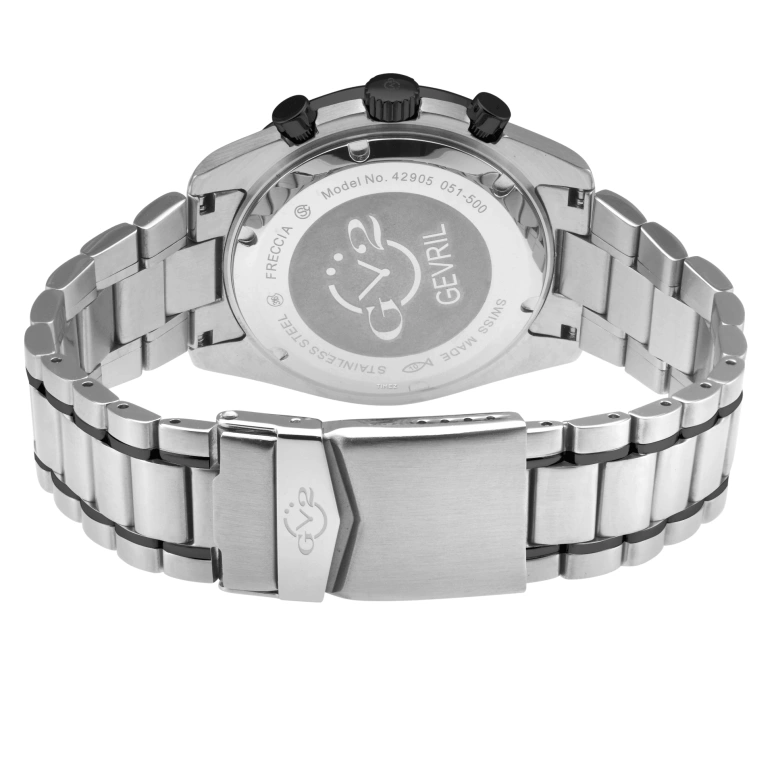 Gevril,Freccia 43mm,43mm,Stainless Steel,Black,Quartz,Chronograph,Big Date,42905B