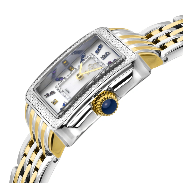 Gevril,Padova 28.50mm,28.50mm,Stainless Steel,Dual,Silver White,White,Quartz,Sapphire,Rectangular,12334B
