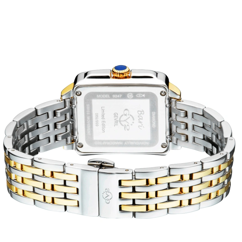 Gevril,Bari 37mm,37mm,Stainless Steel,White,Quartz,Sapphire,Crystal Glass,Rectangular,9255B