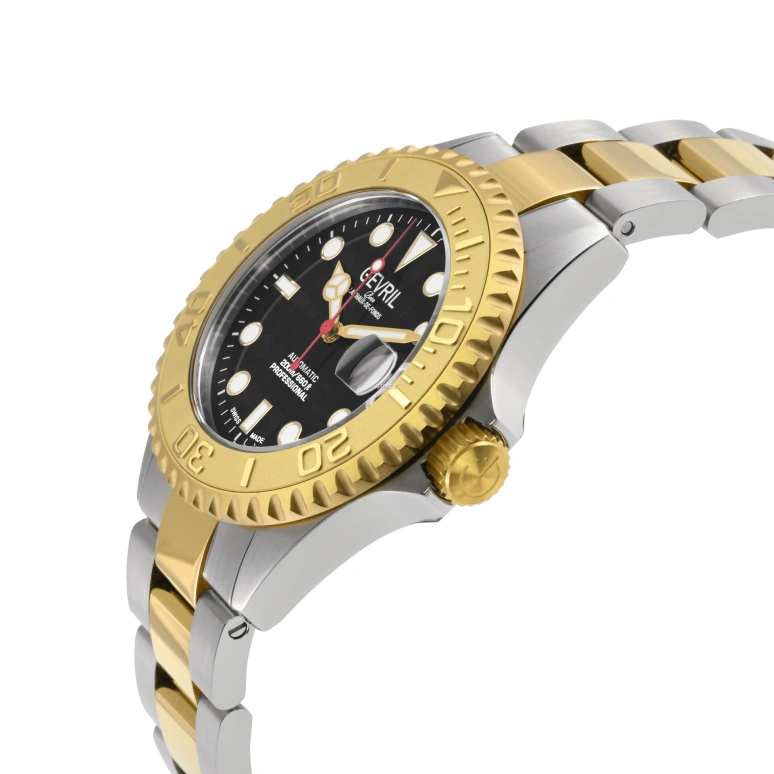 Gevril,Wall Street 39mm,39mm,Stainless Steel,Black,Automatic,Day,38hours,4755B