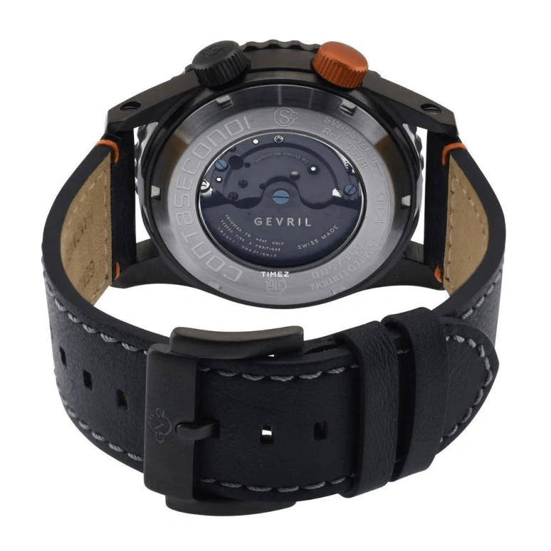 Gevril,Contasecondi 43mm,43mm,Stainless Steel,Black,Automatic,Day,38hours,3509S