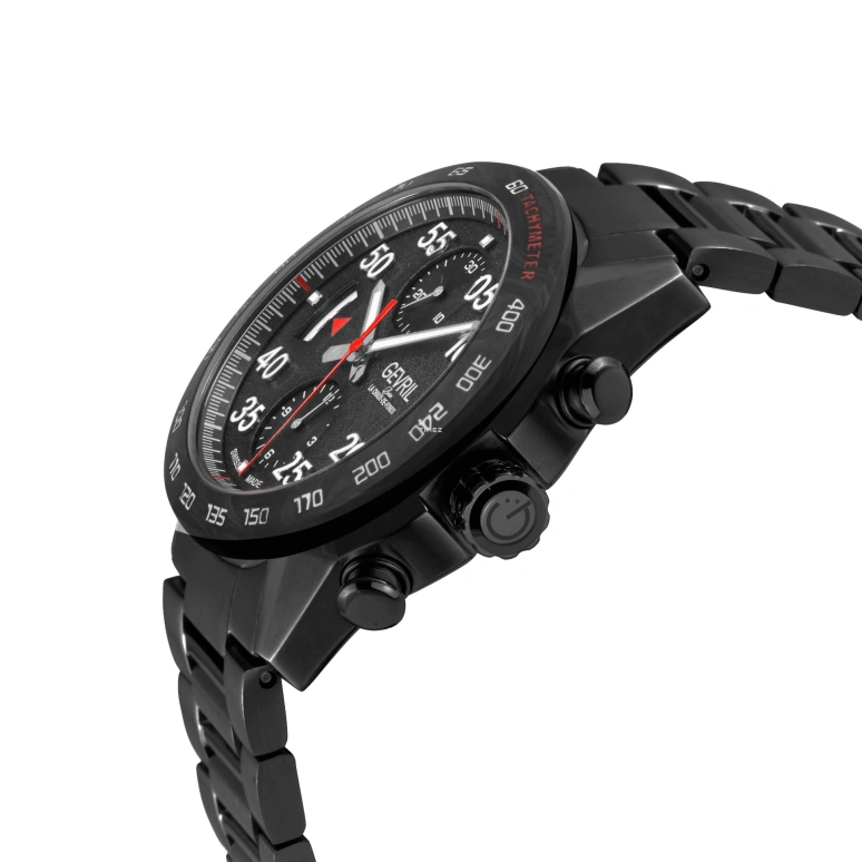 Gevril,Ascari 43mm,43mm,Stainless Steel,Black,Automatic,Chronograph,Day,48312B