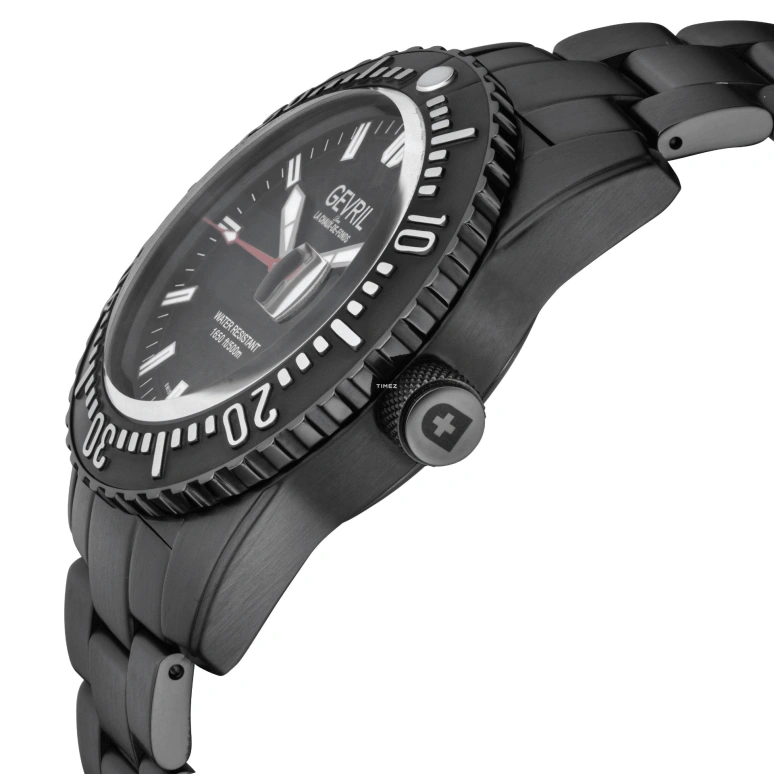 Gevril,Canal Street 45mm,45mm,Stainless Steel,Black,Automatic,Day,38hours,46006,46006.10