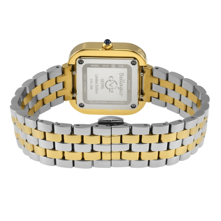 Gevril,Bellagio 30mm,30mm,Stainless Steel,Silver White,Quartz,Sapphire,Square,12133B
