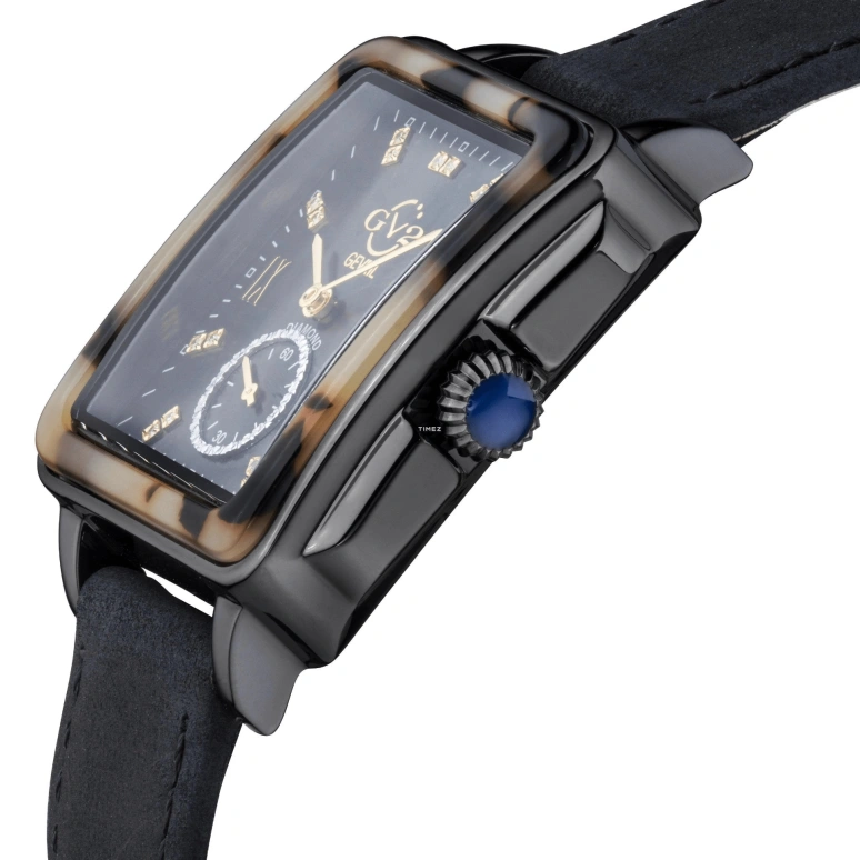 Gevril,Bari 37mm,37mm,Stainless Steel,Black,Quartz,Sapphire,Crystal Glass,Rectangular,9243