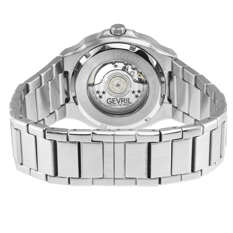 Gevril,Potente 40mm,40mm,Stainless Steel,Black,Automatic,Day,Sapphire,18301B