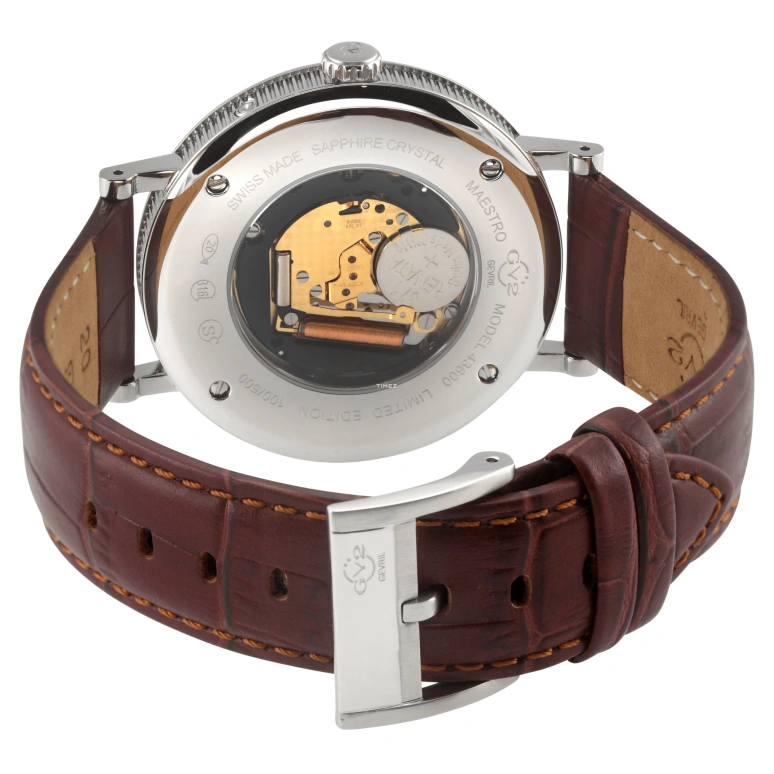 Gevril,Maestro 48mm,48mm,Stainless Steel,White,Quartz,Moonphase,Month,Date,Day,Sapphire,Round,43600