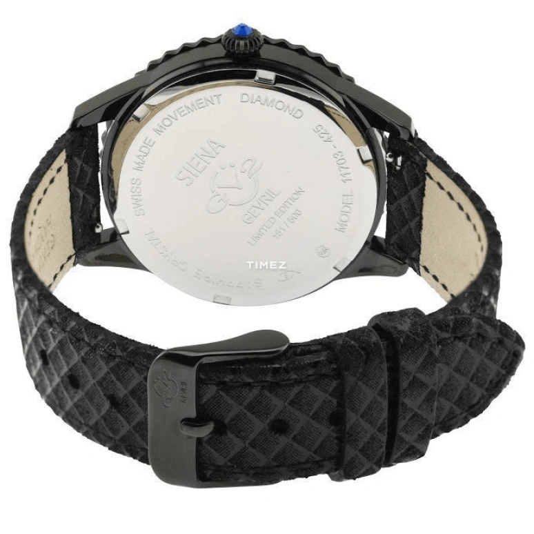 Gevril,Siena 38mm,38mm,Stainless Steel,Black,Quartz,Sapphire,Round,11703,11703-425.E