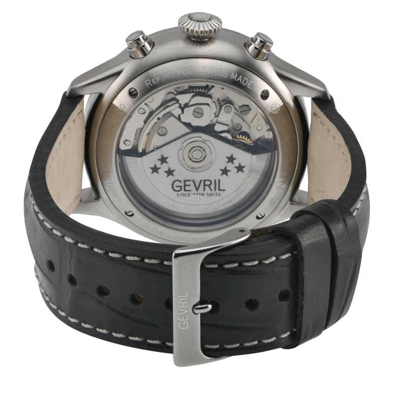 Gevril,Vaughn Pilot 44mm,44mm,Stainless Steel,Grey,Automatic,Chronograph,Day,47102