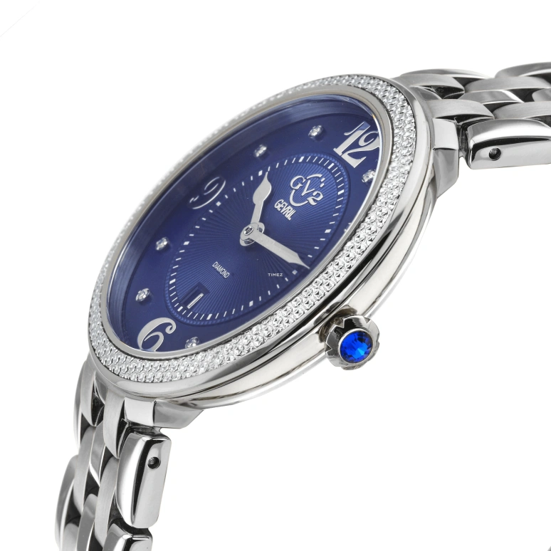 Gevril,Verona 37mm,37mm,Stainless Steel,Blue,Quartz,Day,Sapphire,12900B