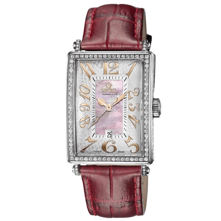 Gevril,Avenue of Americas 44mm,44mm,Stainless Steel,Pink,Silver,Automatic,Day,Sapphire,Crystal Glass,6208RV