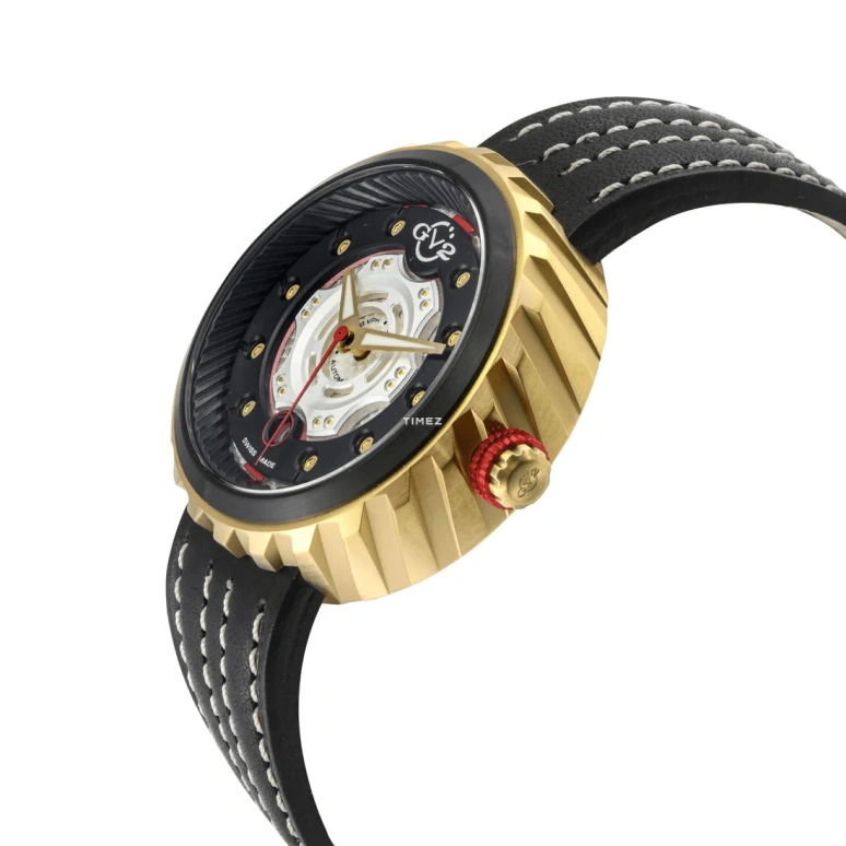 Gevril,Motorcycle 43mm,43mm,Stainless Steel,Black,White,Automatic,Day,38hours,13203