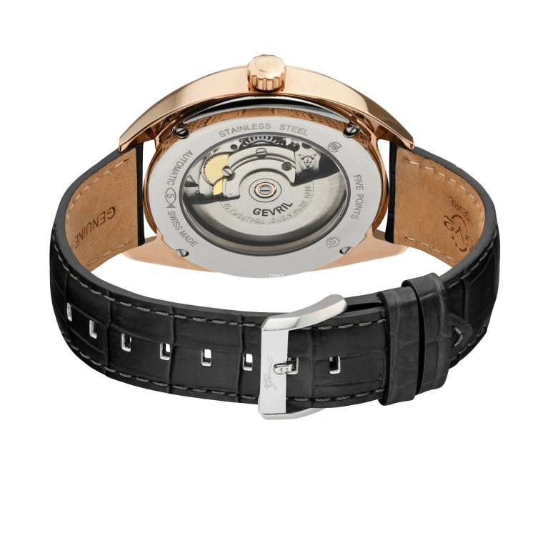 Gevril,Five Points 40mm,40mm,Stainless Steel,Black,Automatic,Day,38hours,48703A