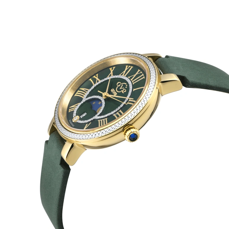 Gevril,Genoa 37mm,37mm,Stainless Steel,Green,Quartz,Moonphase,Day,12544