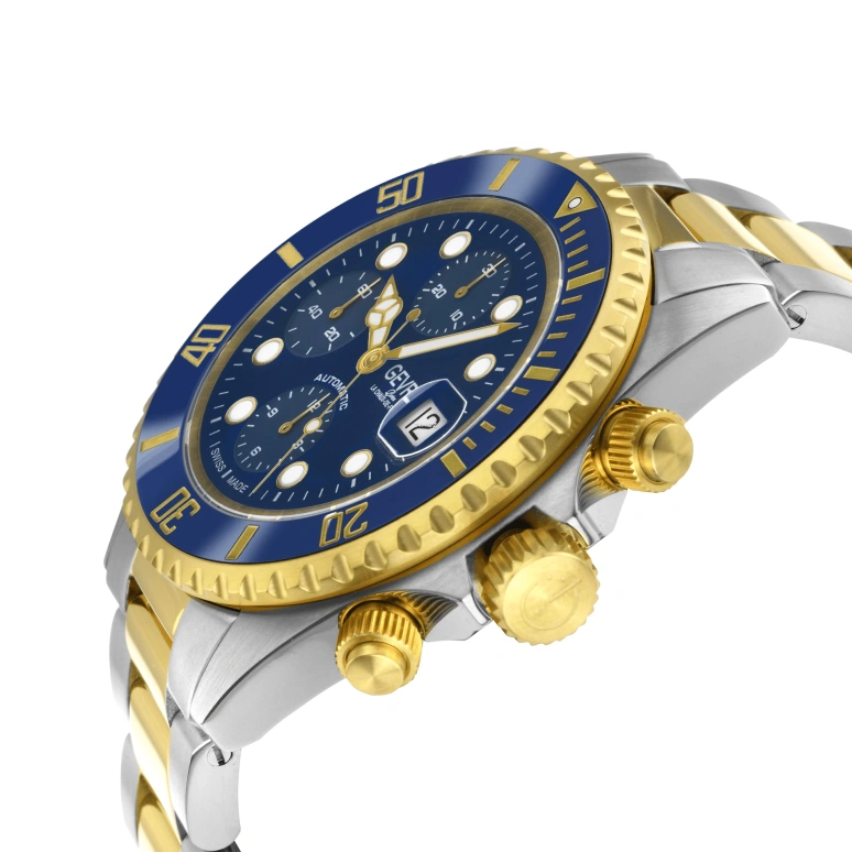 Gevril,Wall Street 43mm,43mm,Stainless Steel,Blue,Automatic,Chronograph,Day,4151A