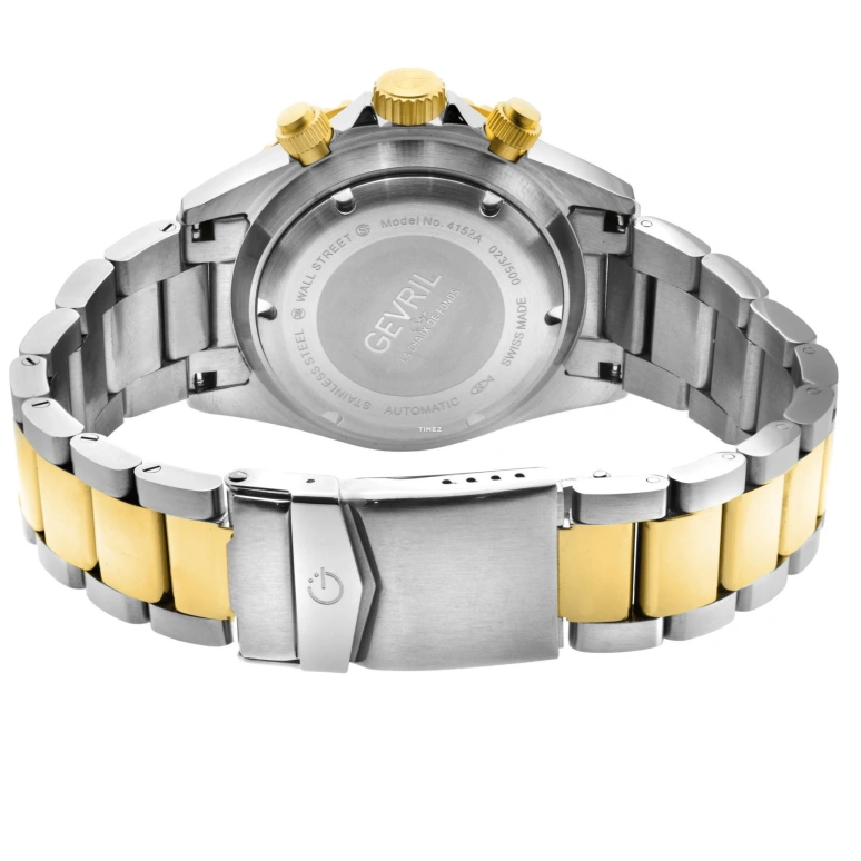 Gevril,Wall Street 43mm,43mm,Stainless Steel,Black,Automatic,Chronograph,Day,4152A