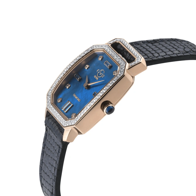 Gevril,Pavia 25mm,25mm,Stainless Steel,Blue,Quartz,Sapphire,Crystal Glass,Octagon,13407