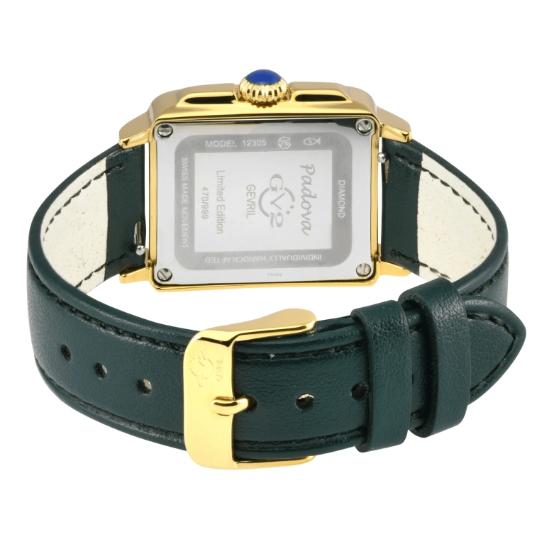 Gevril,Padova 28.50mm,28.50mm,Stainless Steel,Dual,White,Quartz,Sapphire,Rectangular,12305,12305-V5