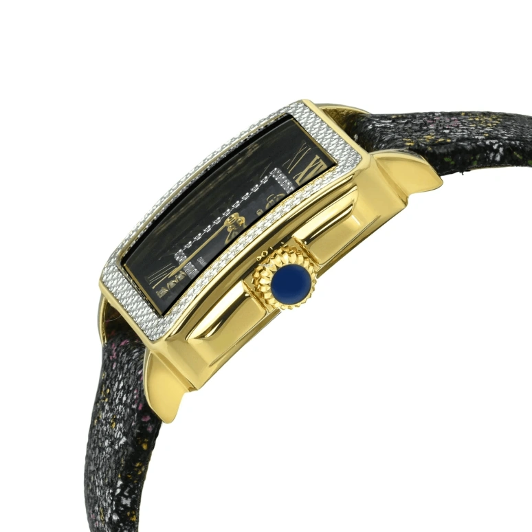 Gevril,Padova 28.50mm,28.50mm,Stainless Steel,Dual,Black,Quartz,Sapphire,Rectangular,12307F