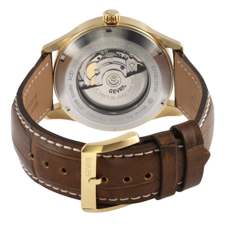 Gevril,Excelsior 42mm,42mm,Stainless Steel,Silver,Automatic,Date,Day,48203