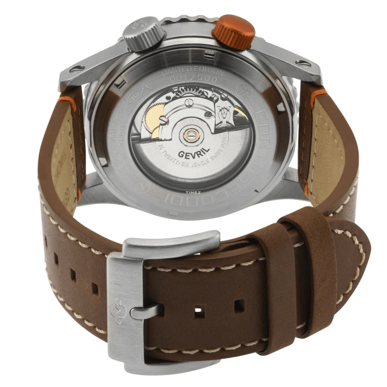 Gevril,Contasecondi 43mm,43mm,Stainless Steel,Black,Automatic,Day,38hours,3506S