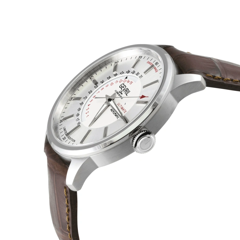 Gevril,Guggenheim 44mm,44mm,Stainless Steel,Silver,Automatic,Day,Sapphire,49205S