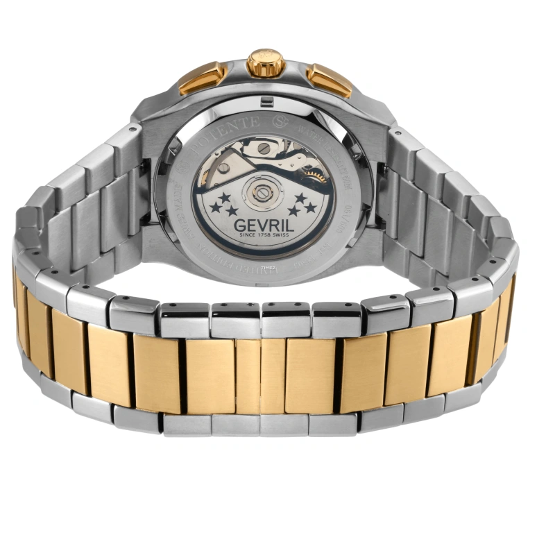 Gevril,Potente 40mm,40mm,Stainless Steel,Silver,Automatic,Chronograph,Date,Day,18503B