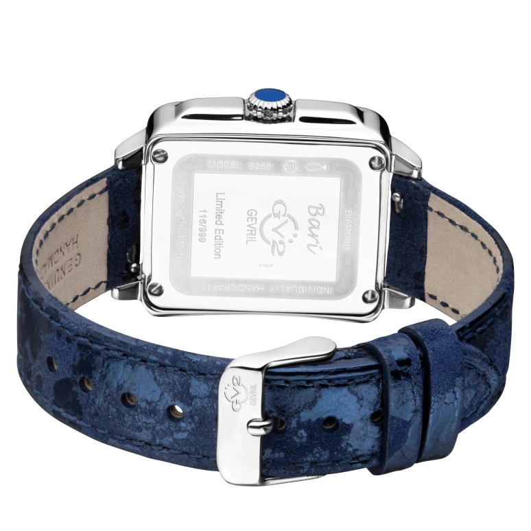 Gevril,Bari 37mm,37mm,Stainless Steel,Blue,Quartz,Sapphire,Crystal Glass,Rectangular,9259