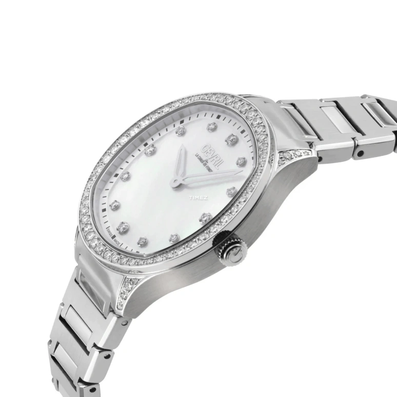 Gevril,Morcote 36mm,36mm,Stainless Steel,White,Quartz,Sapphire,Crystal Glass,Cushion,10241B