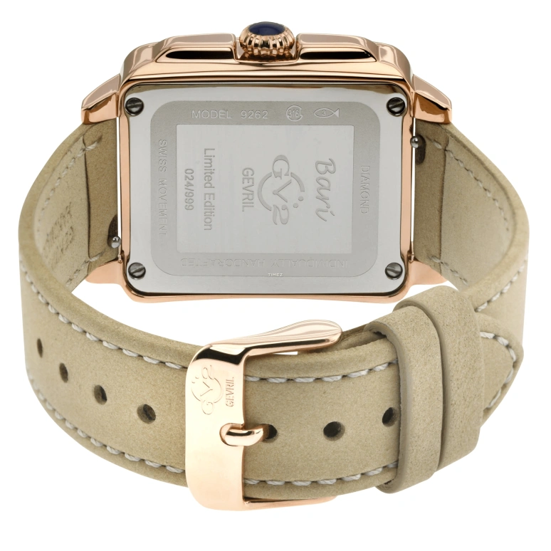 Gevril,Bari 37mm,37mm,Stainless Steel,Silver White,White,Quartz,Sapphire,Crystal Glass,Rectangular,9262
