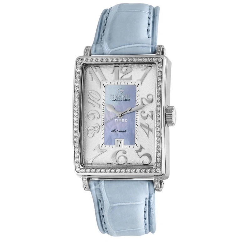 Gevril,Avenue of Americas 34mm,34mm,Stainless Steel,Blue,Silver,Automatic,Day,Sapphire,Crystal Glass,6207NL