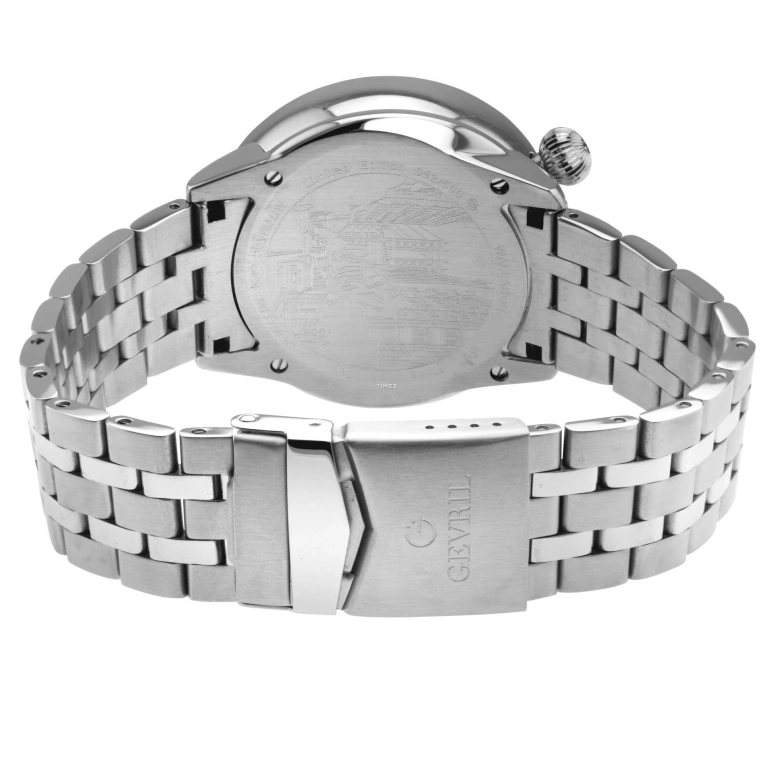 Gevril,Wallabout 44mm,44mm,Stainless Steel,Blue,Automatic,Day,Sapphire,48566