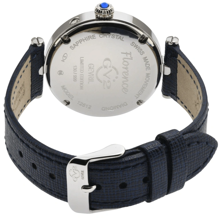 Gevril,Florence 36mm,36mm,Stainless Steel,Blue,Quartz,Moonphase,Date,Day,12512,12512.L
