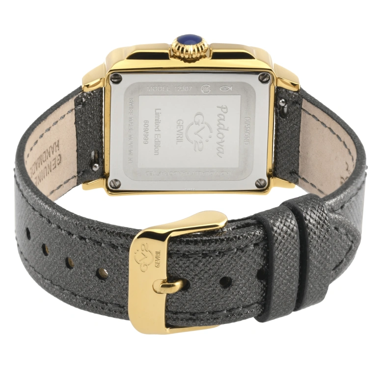 Gevril,Padova 28.50mm,28.50mm,Stainless Steel,Dual,White,Quartz,Sapphire,Rectangular,12305